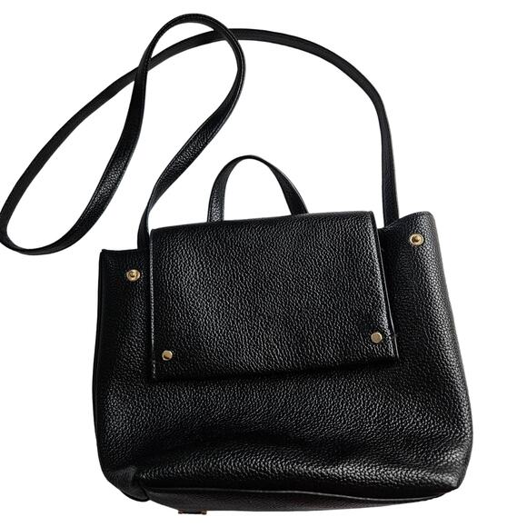 EUC A New Day Convertible Crossbody Vegan Leather Flap Closure Backpack Black - Picture 1 of 12